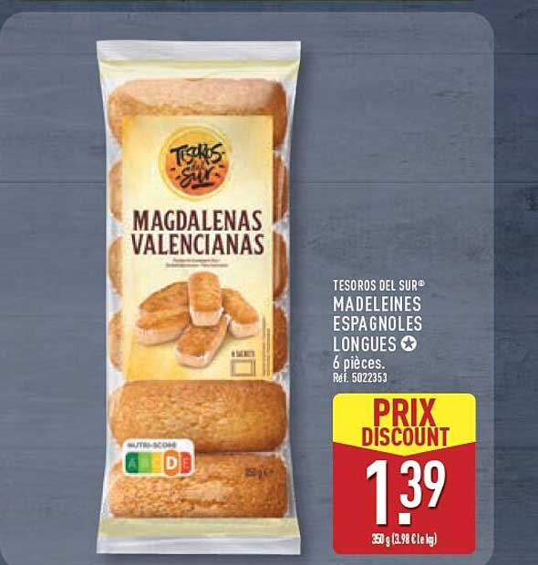 TESOROS DEL SUR® MADELEINES ESPAGNOLES LONGUES 6 pièces.