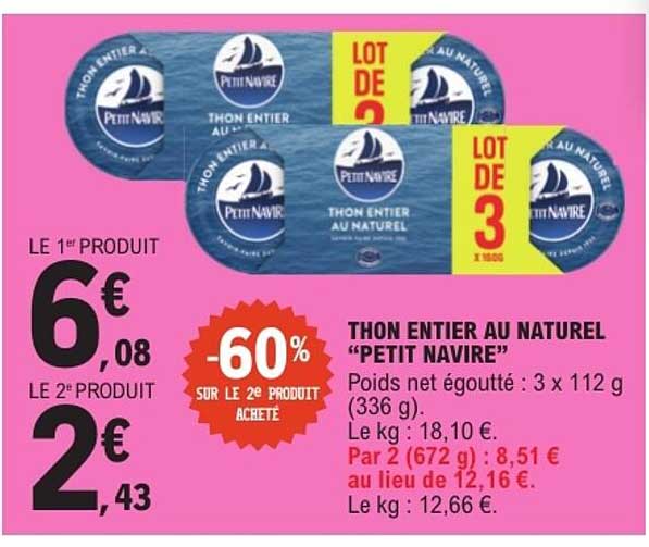 THON ENTIER AU NATUREL "PETIT NAVIRE"