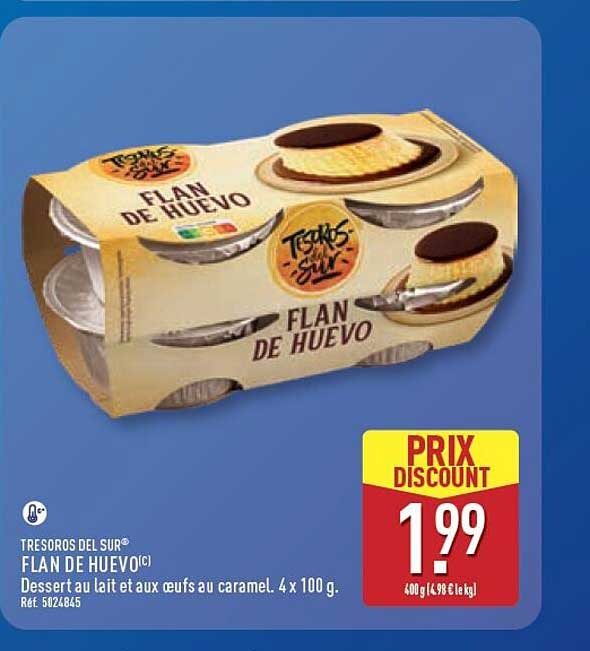 TRESORS DEL SUR® FLAN DE HUEVO(C) Dessert au lait et aux oeufs au caramel. 4 x 100 g. Réf. 5024845