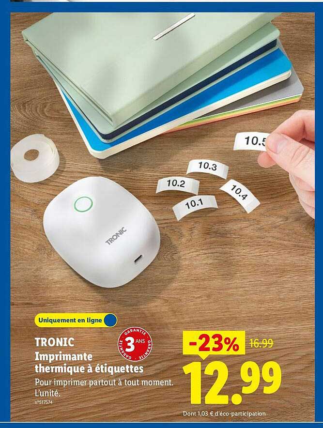 TRONIC Imprimante thermique à étiquettes