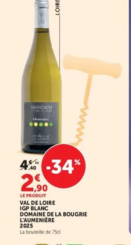VAL DE LOIRE IGP BLANC DOMAINE DE LA BOUGRIE L'AUMENIERE 2025