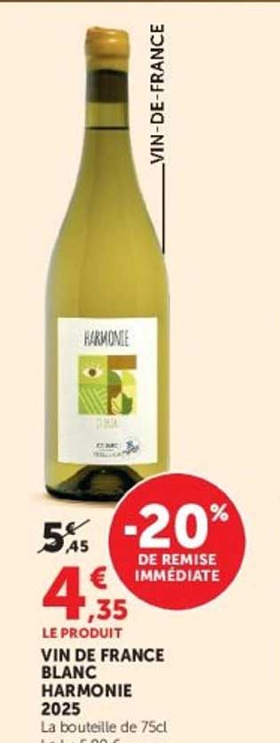 VIN DE FRANCE BLANC HARMONIE 2025