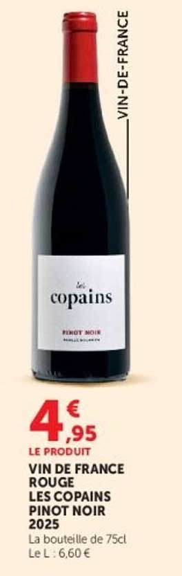 VIN DE FRANCE ROUGE LES COPAINS PINOT NOIR 2025