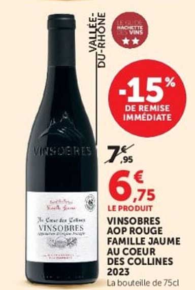 VINSOBRES AOP ROUGE FAMILLE JAUME AU COEUR DES COLLINES 2023
