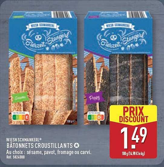 WIESN SCHMANKERL® BÂTONNETS CROUSTILLANTS Au choix : sésame, pavot, fromage ou carvi.