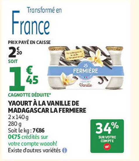YAOURT À LA VANILLE DE MADAGASCAR LA FERMIERE