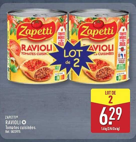 ZAPETTI RAVIOLI Tomates cuisinées. Réf. 5022975