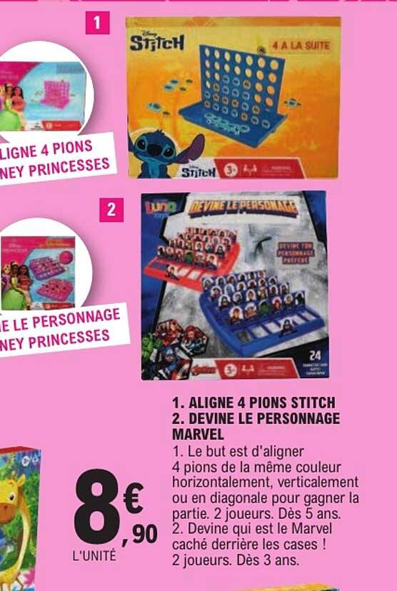 1. ALIGNE 4 PIONS STITCH
2. DEVINE LE PERSONNAGE MARVEL