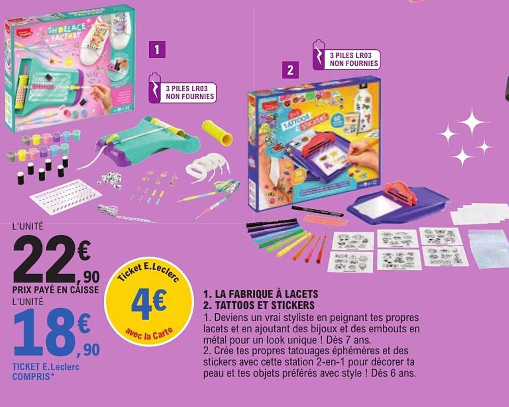 1. LA FABRIQUE À LACETS 2. TATTOOS ET STICKERS