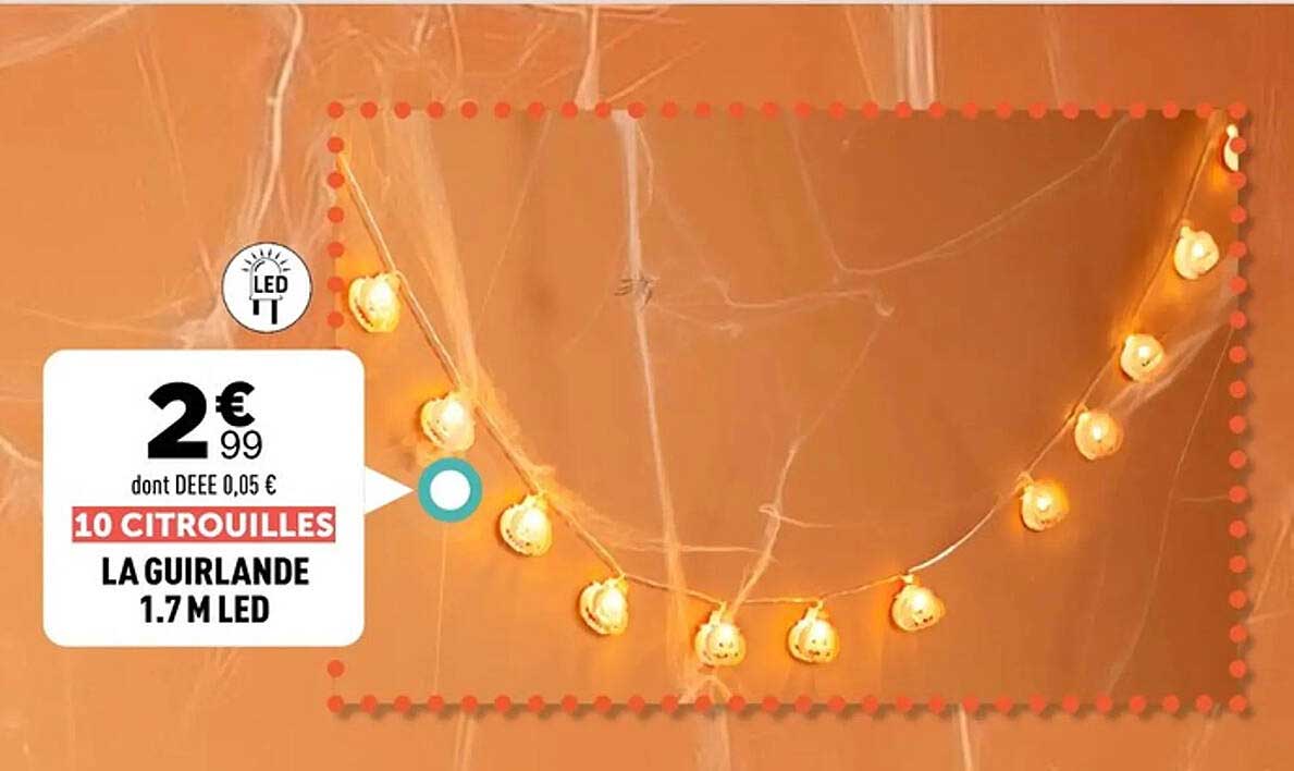 10 CITROUILLES LA GUIRLANDE 1.7 M LED