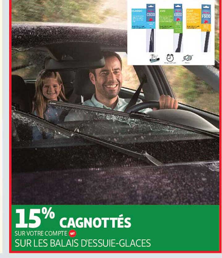 15% CAGNOTTÉS SUR VOTRE COMPTE SUR LES BALAIS D'ESSUIE-GLACES