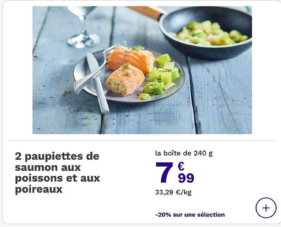 2 paupiettes de saumon aux poissons et aux poireaux