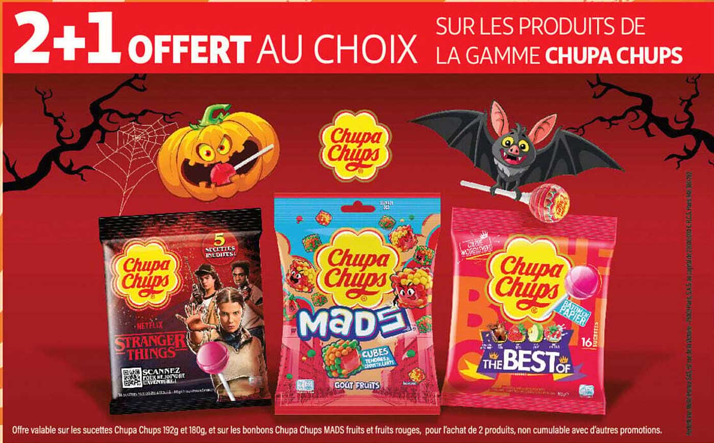 2+1 OFFERT AU CHOIX SUR LES PRODUITS DE LA GAMME CHUPA CHUPS
