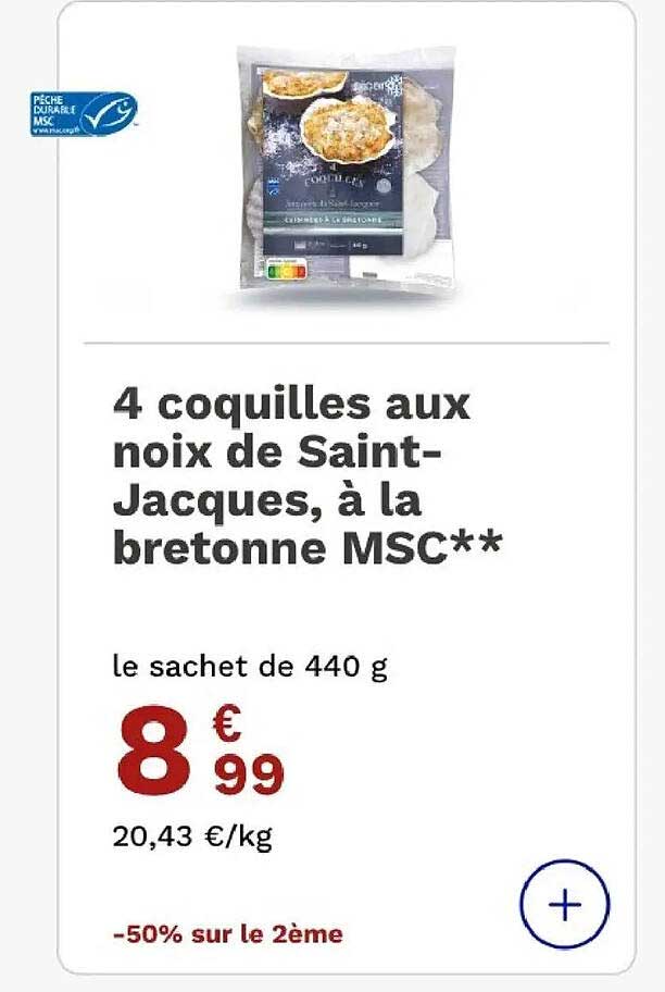 4 coquilles aux noix de Saint-Jacques, à la bretonne MSC**