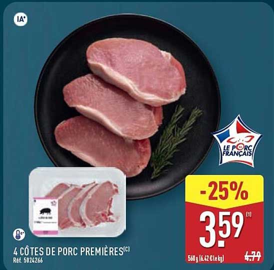 4 CÔTES DE PORC PREMIÈRES(C)