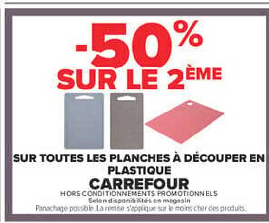 -50% SUR LE 2ÈME SUR TOUTES LES PLANCHES À DÉCOUPER EN PLASTIQUE CARREFOUR