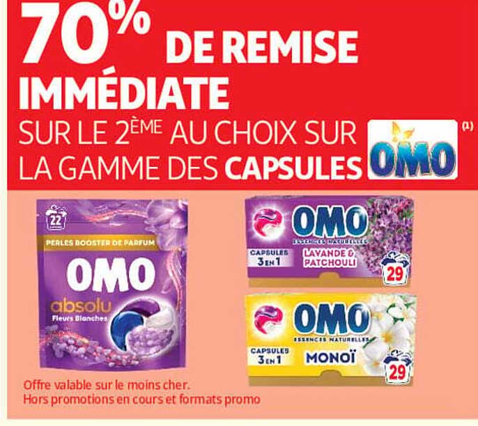 70% DE REMISE IMMÉDIATE SUR LE 2ÈME AU CHOIX SUR LA GAMME DES CAPSULES OMO