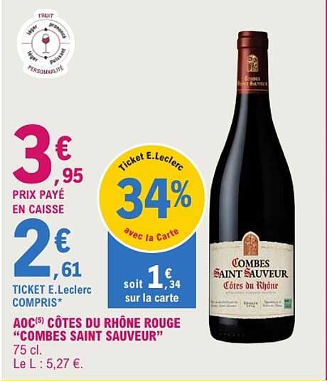 AOC CÔTES DU RHÔNE ROUGE “COMBES SAINT SAUVEUR” 75 cl