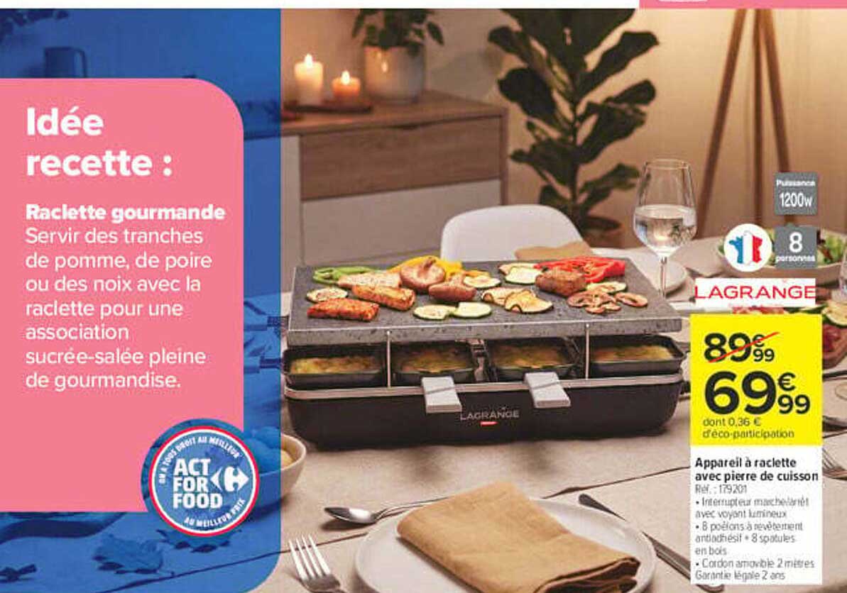 Appareil à raclette avec pierre de cuisson