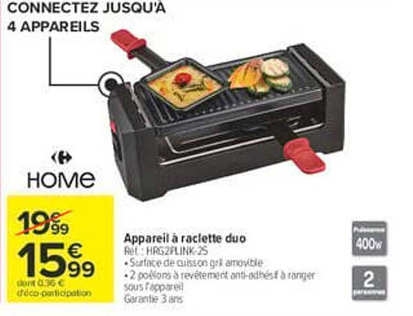 Appareil à raclette duo