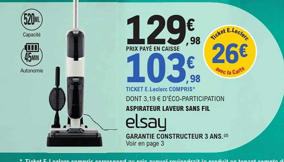 ASPIRATEUR LAVEUR SANS FIL elsay