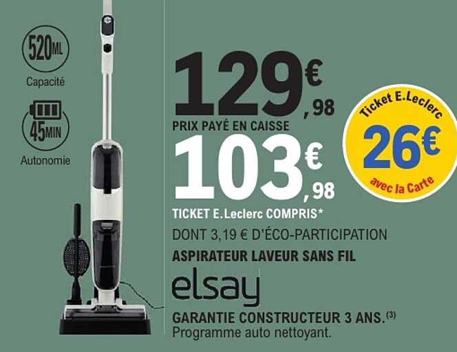 ASPIRATEUR LAVEUR SANS FIL elsay