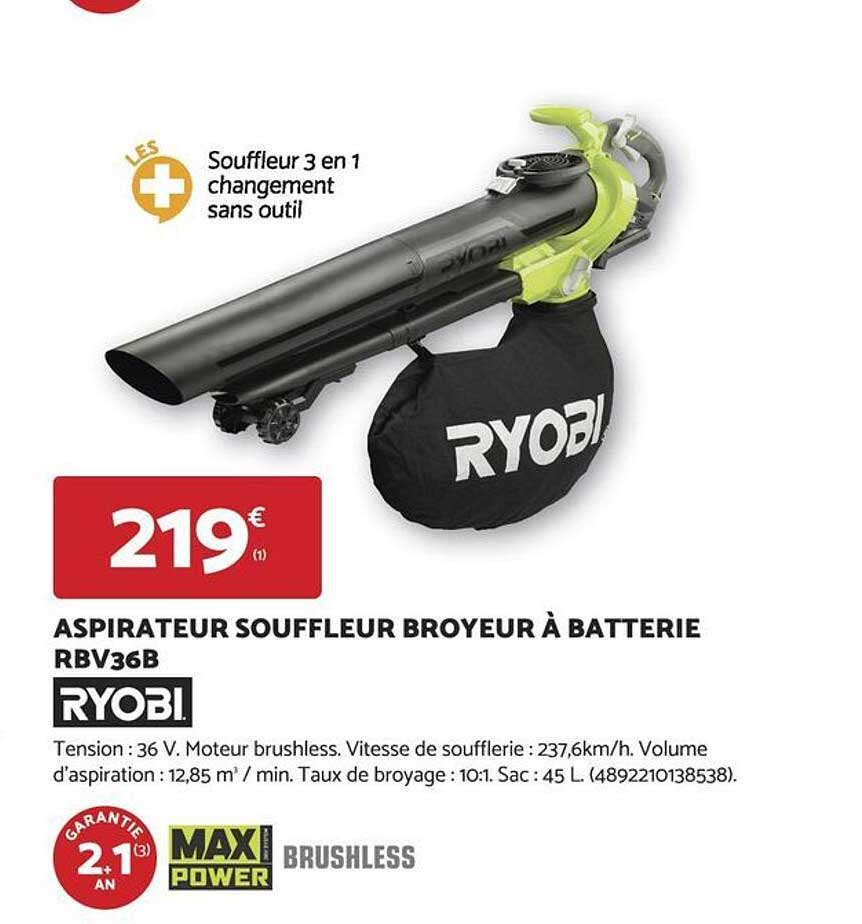ASPIRATEUR SOUFFLEUR BROYEUR À BATTERIE RBV36B