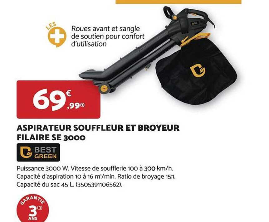ASPIRATEUR SOUFFLEUR ET BROYEUR FILAIRE SE 3000