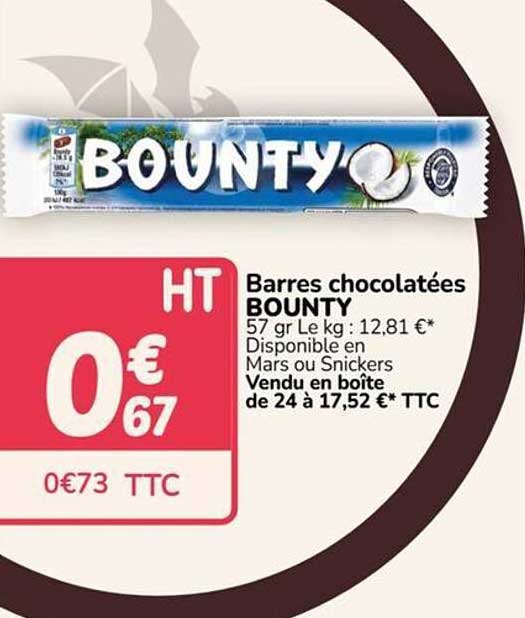 Barres chocolatées BOUNTY