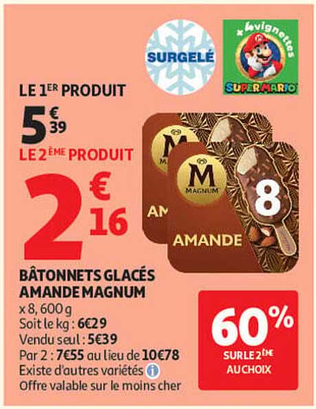 BÂTONNETS GLACÉS AMANDE MAGNUM