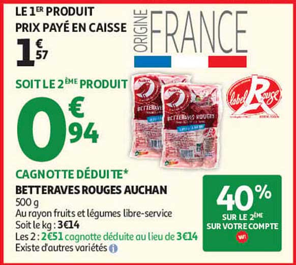 BETTERAVES ROUGES AUCHAN