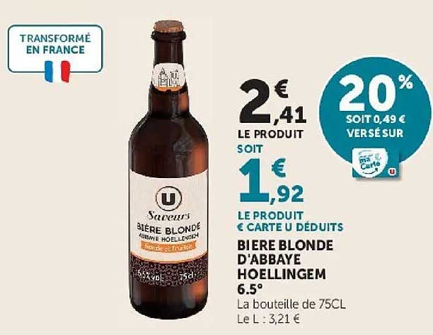 BIERE BLONDE D'ABBAYE HOELLINGEM 6,5°
