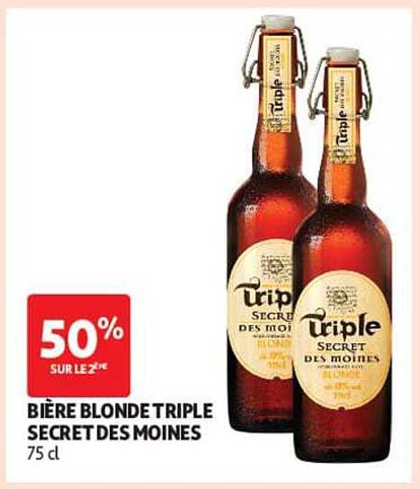 BIÈRE BLONDE TRIPLE SECRET DES MOINES 75 cl