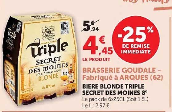 BIERE BLONDE TRIPLE SECRET DES MOINES 8°