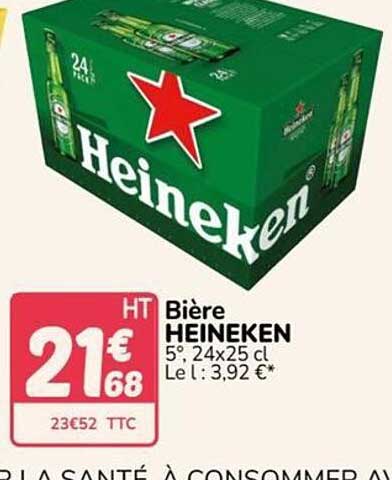 Bière HEINEKEN 5°, 24x25 cl
