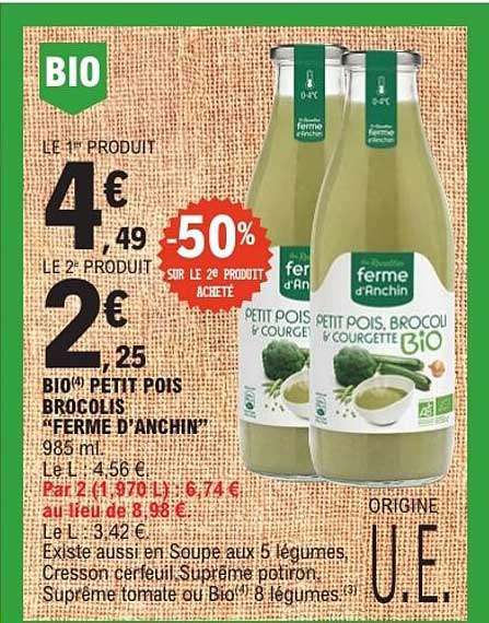 BIO 1er produit 4,49€ - LE 2e PRODUIT 2,25€ -50% SUR LE 2e PRODUIT ACHETÉ