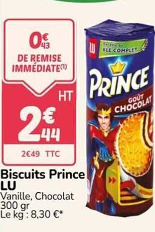 Biscuits Prince LU Vanille, Chocolat 300 gr