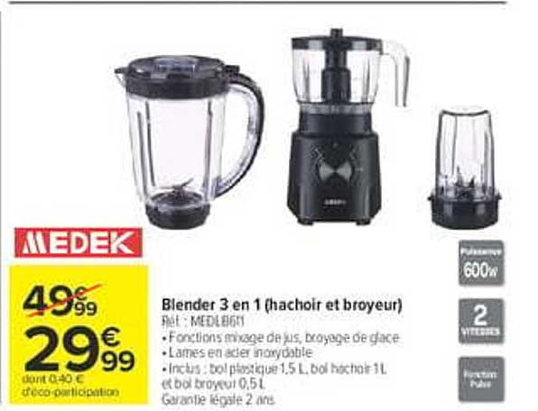 Blender 3 en 1 (hachoir et broyeur)