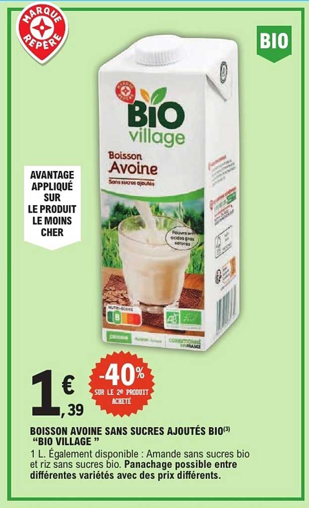 BOISSON AVOINE SANS SUCRES AJOUTÉS BIO “BIO VILLAGE”