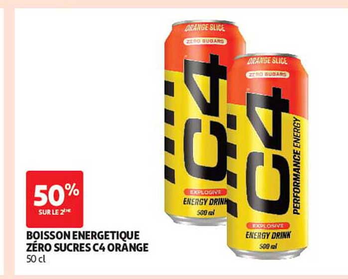 BOISSON ENERGETIQUE ZÉRO SUCRES C4 ORANGE 50 cl