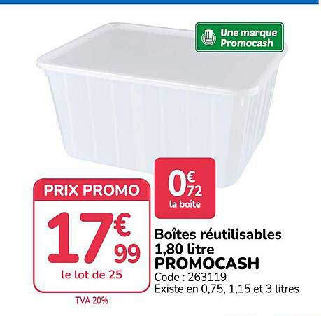 Boîtes réutilisables 1,80 litre PROMOCASH