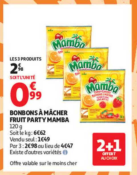 BONBONS À MÂCHER FRUIT PARTY MAMBA