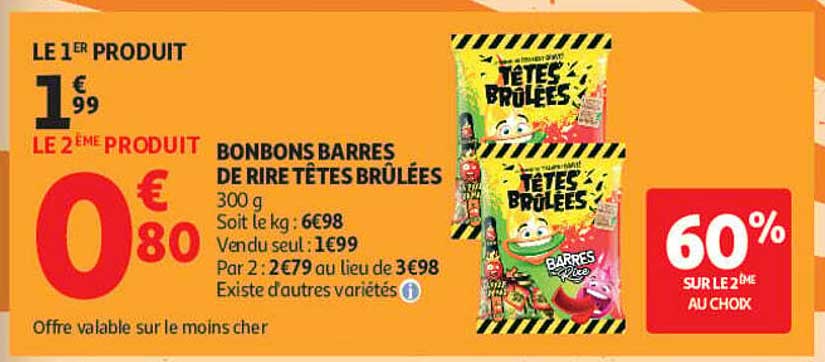 BONBONS BARRES DE RIRE TÊTES BRÛLÉES