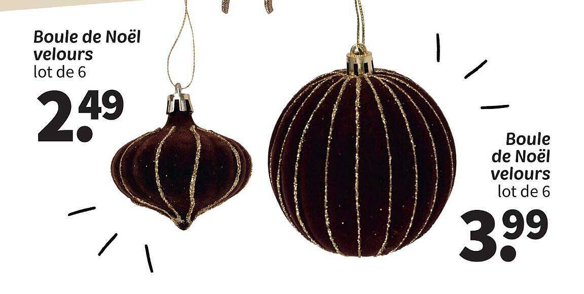 Boule de Noël velours lot de 6