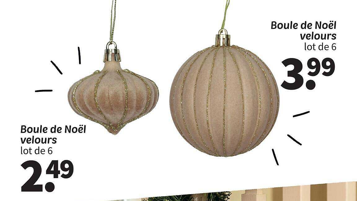 Boule de Noël velours lot de 6