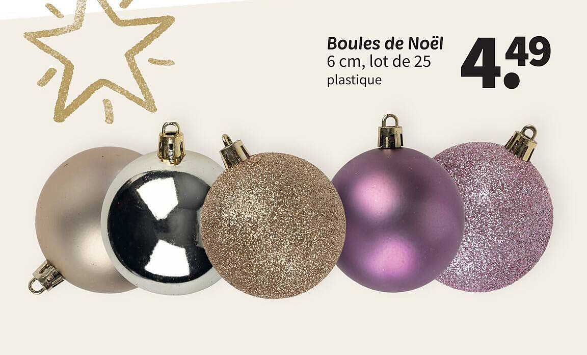 Boules de Noël 6 cm, lot de 25 plastique