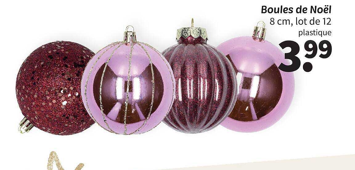 Boules de Noël 8 cm, lot de 12 plastique