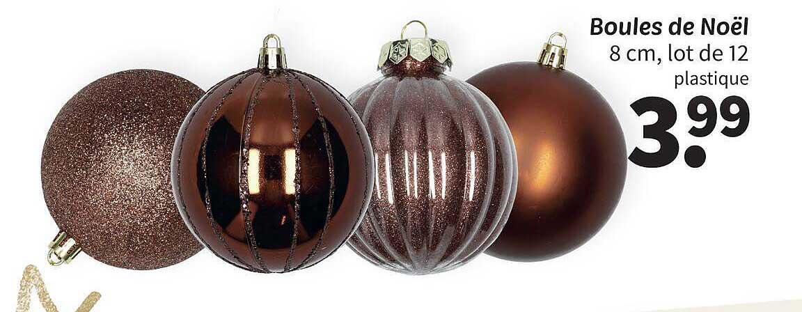 Boules de Noël 8 cm, lot de 12 plastique