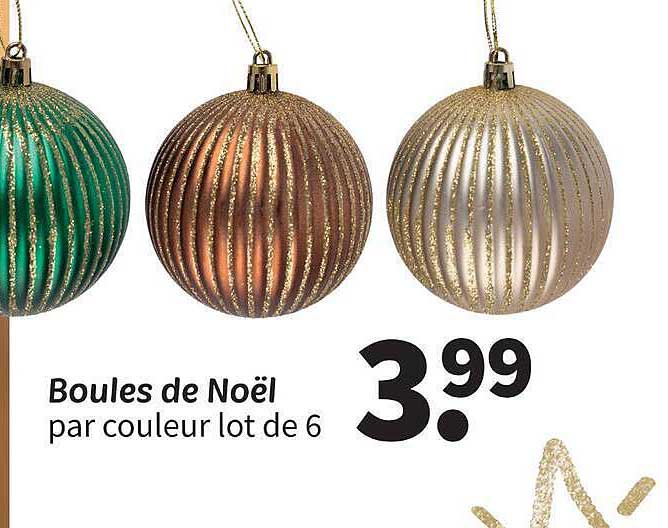 Boules de Noël par couleur lot de 6