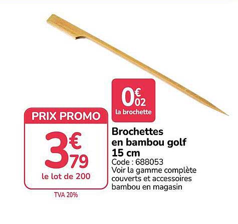 Brochettes en bambou golf 15 cm